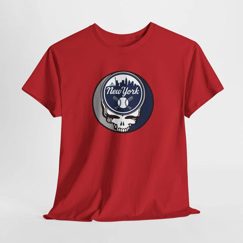 Grateful Dead - Front + Back Print - New York Yankees Classic Stealie / Dancing Bear T-Shirt - MLB - StealieShop